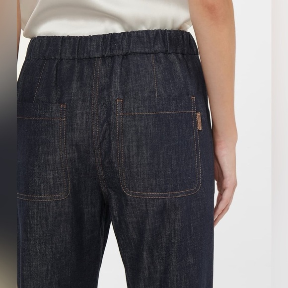 New! Brunello Cucinelli Embellished Tapered Drawstring Jeans 👖size 4 - Picture 13 of 13